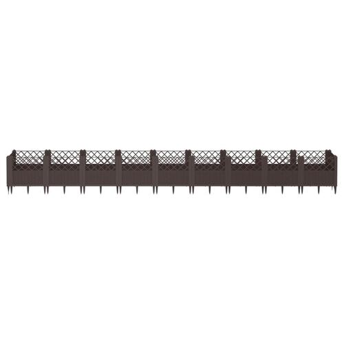 Plantekasse med spyd 362,5x42,5x28,5 cm PP brun
