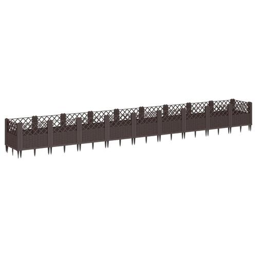 Plantekasse med spyd 362,5x42,5x28,5 cm PP brun