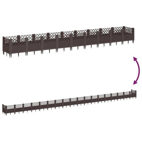 Plantekasse med spyd 362,5x42,5x28,5 cm PP brun