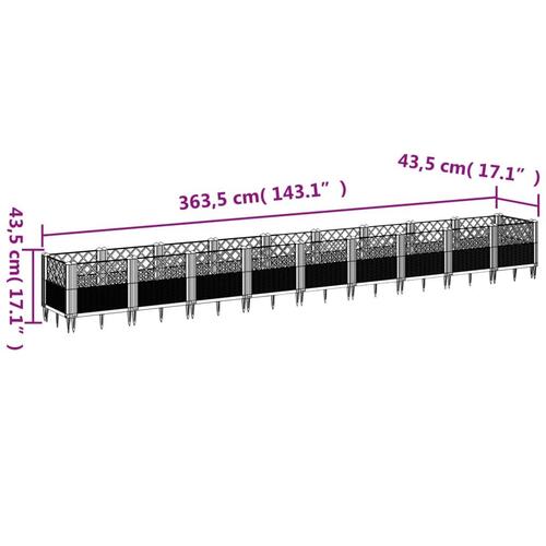 Plantekasse med spyd 363,5x43,5x43,5 PP hvid