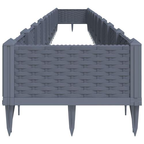 Plantekasse med spyd 362,5x42,5x28,5 cm PP blågrå