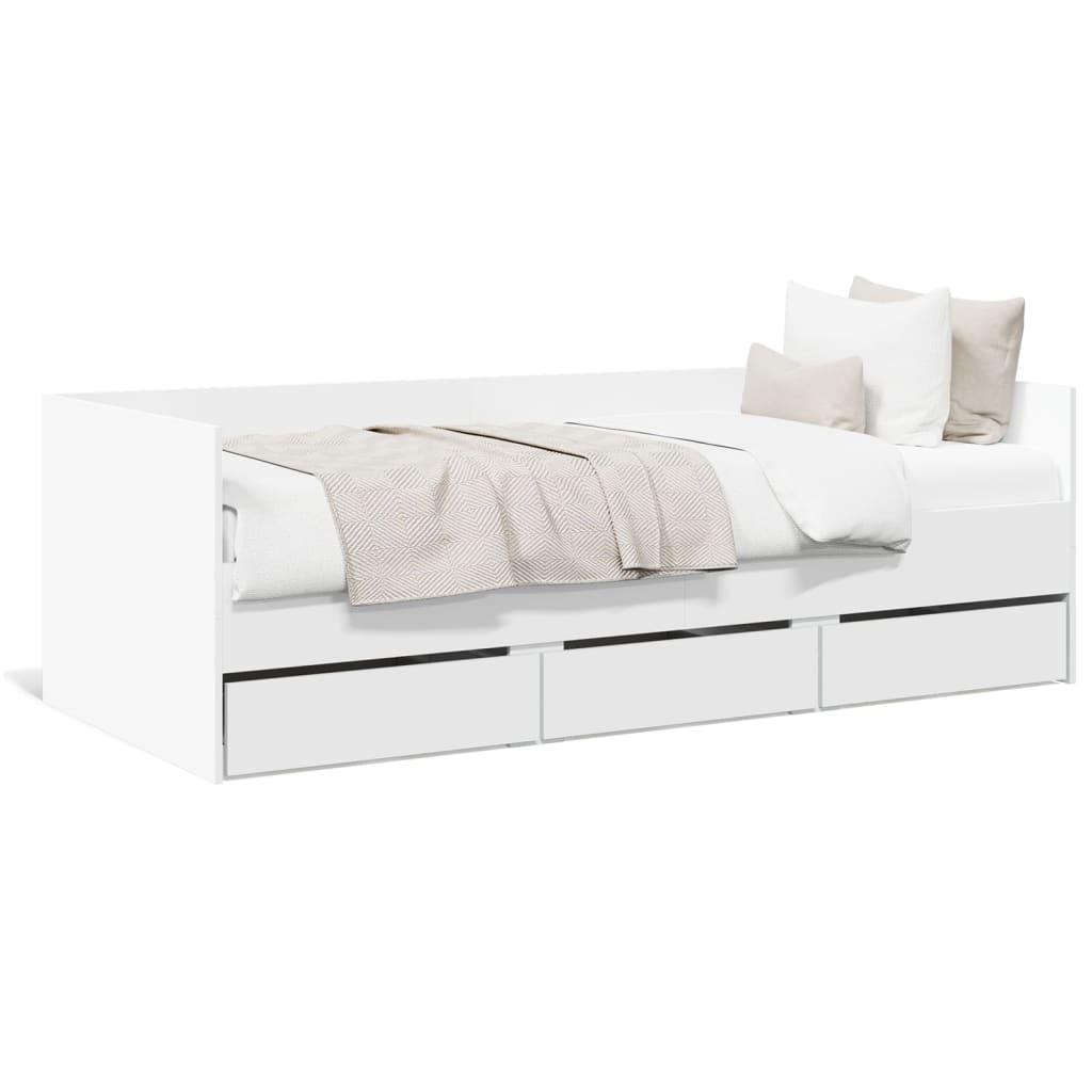 Daybed med skuffer uden madras 90x190 cm hvid