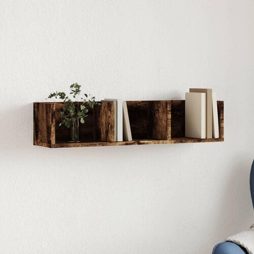 Vægskab 75x18x16,5 cm konstrueret træ røget egetræsfarve