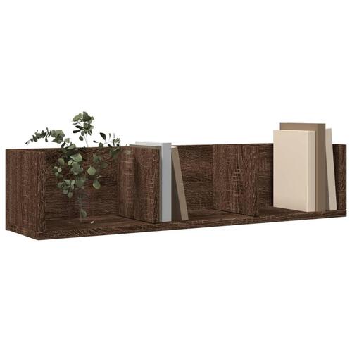 Vægskabe 2 stk. 75x18x16,5 cm konstrueret træ brunt eg