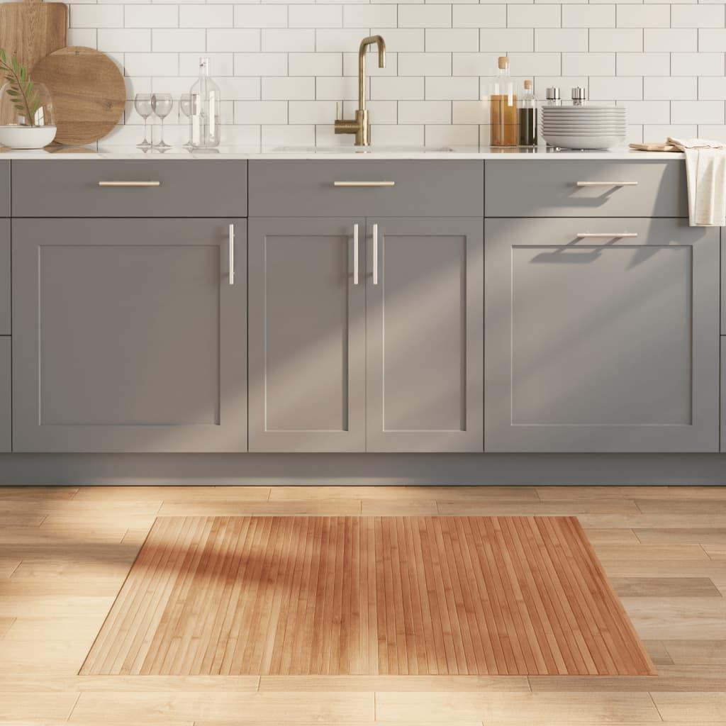 Gulvtæppe 80x100 cm rektangulær bambus naturfarvet billede