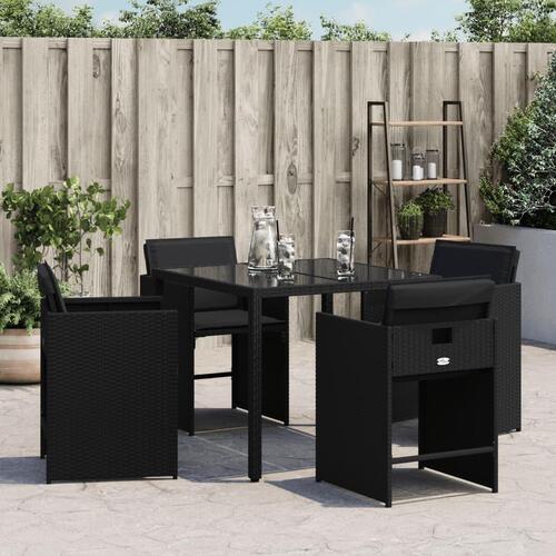 Havestole med hynder 4 stk. polyrattan sort