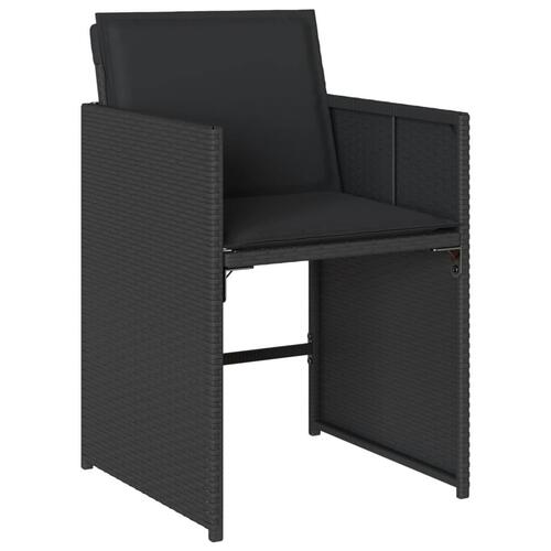Havestole med hynder 4 stk. polyrattan sort