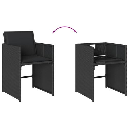 Havestole med hynder 4 stk. polyrattan sort