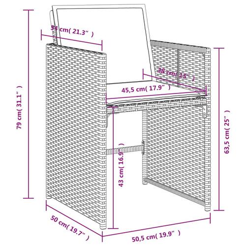 Havestole med hynder 4 stk. polyrattan sort