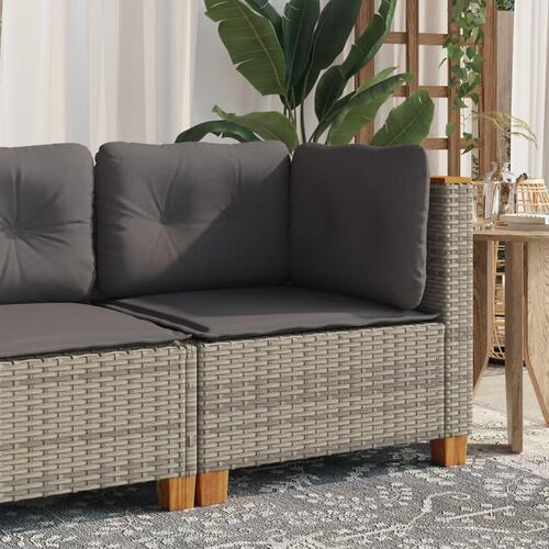 Hjørnemodul til havesofa med hynder polyrattan grå