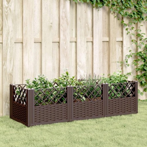 Plantekasse med spyd i PP - brun, 123,5 x 43,5 x 43,5 cm