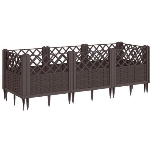Plantekasse med spyd i PP - brun, 123,5 x 43,5 x 43,5 cm