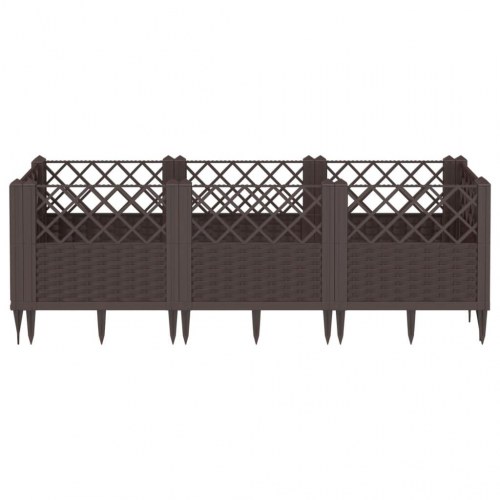 Plantekasse med spyd i PP - brun, 123,5 x 43,5 x 43,5 cm
