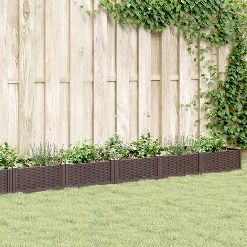 Plantekasse med spyd 362,5x42,5x28,5 cm PP brun