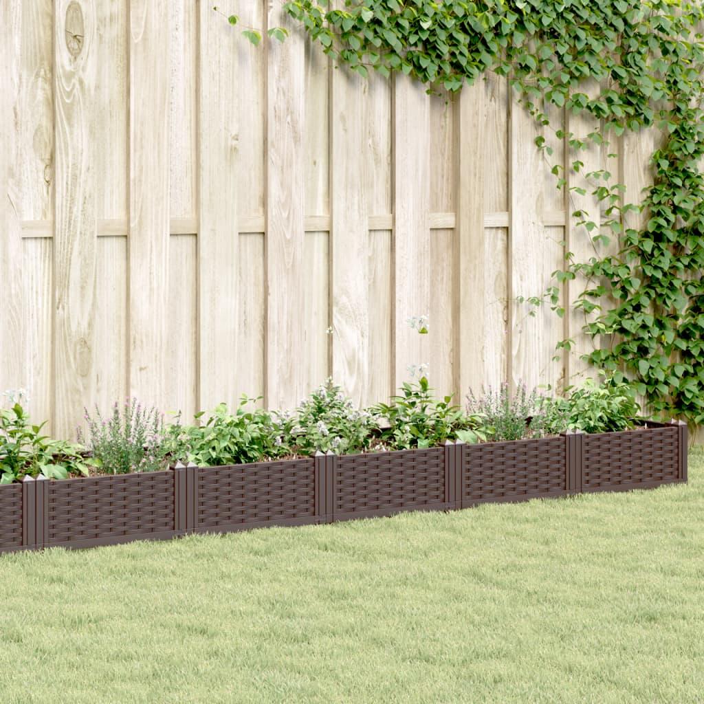 Plantekasse med spyd 362,5x42,5x28,5 cm PP brun
