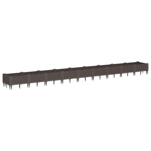Plantekasse med spyd 362,5x42,5x28,5 cm PP brun