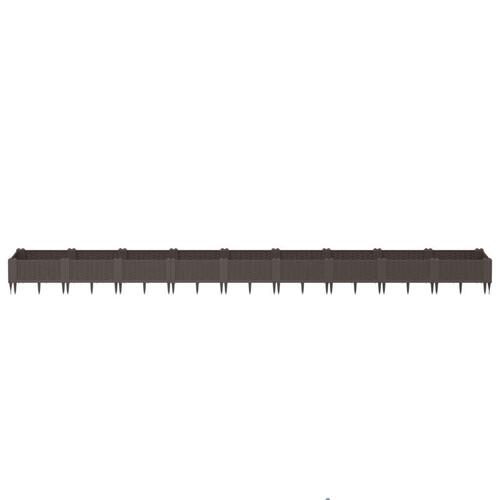 Plantekasse med spyd 362,5x42,5x28,5 cm PP brun