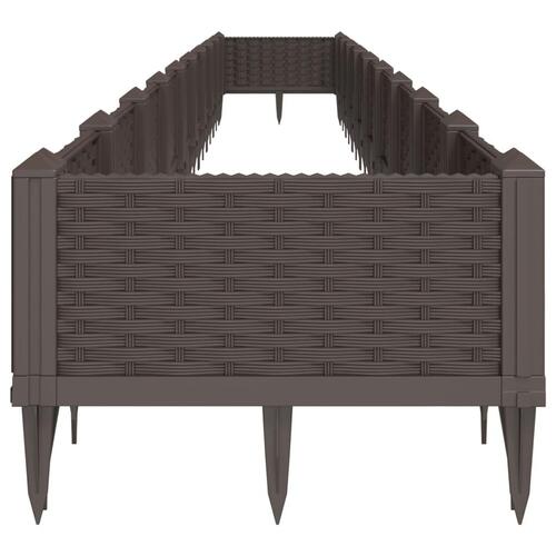 Plantekasse med spyd 362,5x42,5x28,5 cm PP brun
