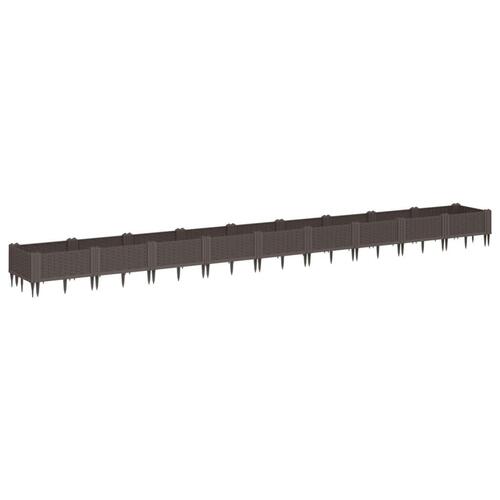 Plantekasse med spyd 362,5x42,5x28,5 cm PP brun