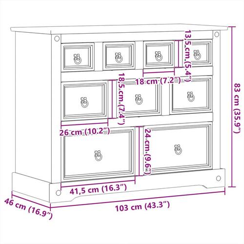 Kommode Corona 103x46x83 cm massivt fyrretræ