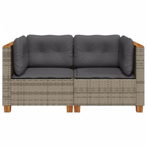 Hjørnemoduler til havesofa 2 stk. med hynder polyrattan grå