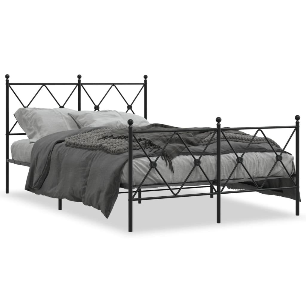 Sengeramme med sengegavl og fodgærde 120x190 cm metal sort