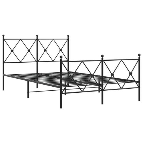 Sengeramme med sengegavl og fodgærde 120x190 cm metal sort