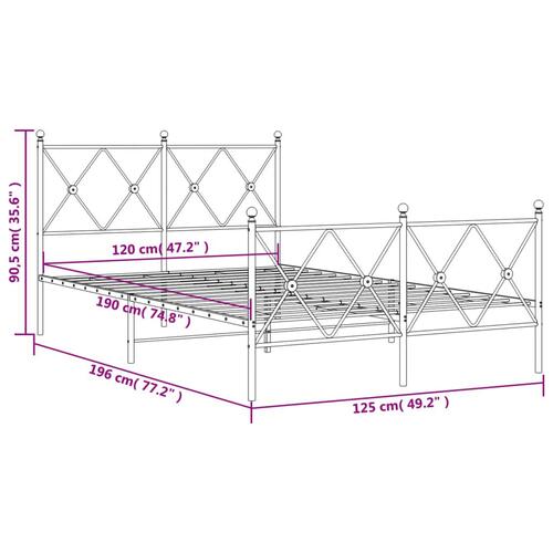 Sengeramme med sengegavl og fodgærde 120x190 cm metal sort