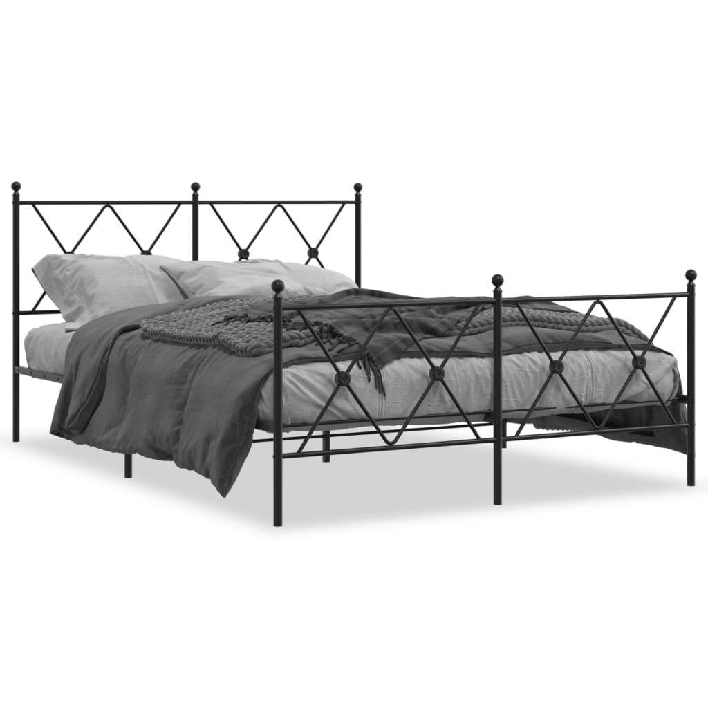 Sengeramme med sengegavl og fodgærde 140x190 cm metal sort billede