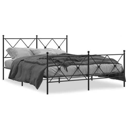 Sengeramme med sengegavl og fodgærde 150x200 cm metal sort