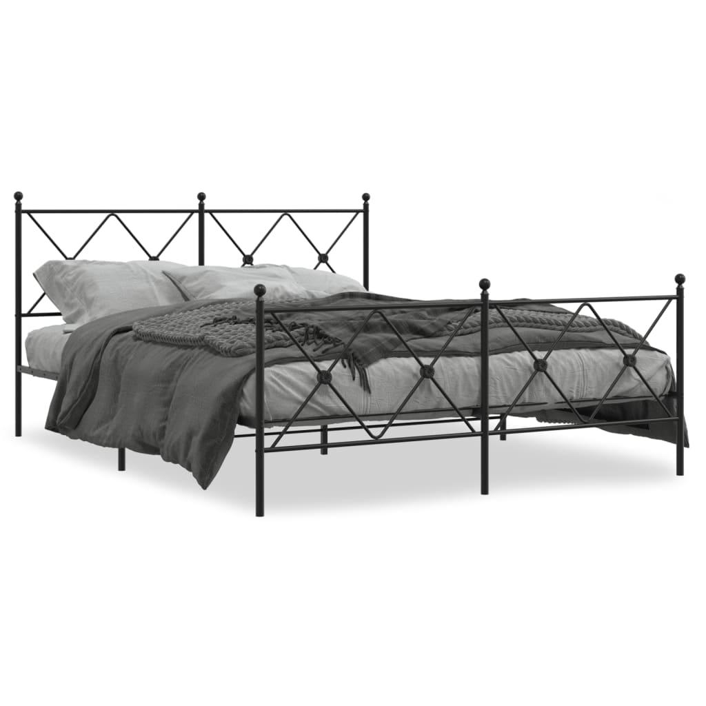 Sengeramme med sengegavl og fodgærde 150x200 cm metal sort