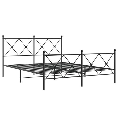 Sengeramme med sengegavl og fodgærde 150x200 cm metal sort