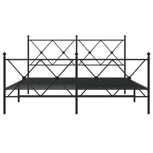 Sengeramme med sengegavl og fodgærde 150x200 cm metal sort