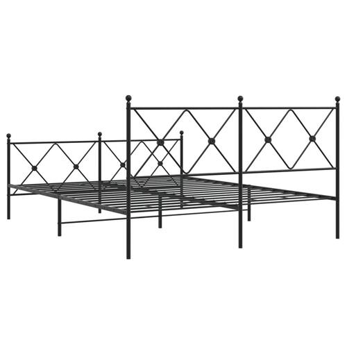 Sengeramme med sengegavl og fodgærde 150x200 cm metal sort