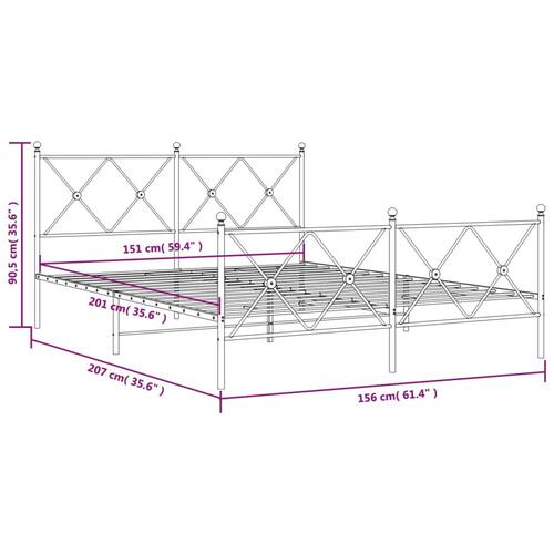 Sengeramme med sengegavl og fodgærde 150x200 cm metal sort