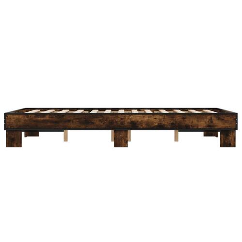 Sengestel 135x190 cm konstrueret træ og metal brun egetræsfarve