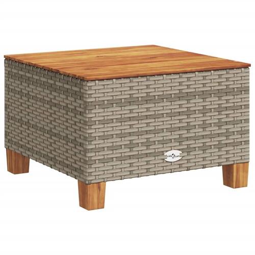 Havebord 55x55x36 cm polyrattan og akacietræ grå