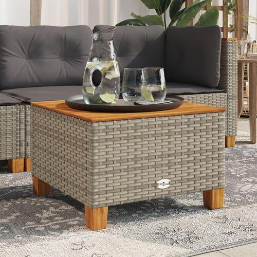Havebord 55x55x36 cm polyrattan og akacietræ grå