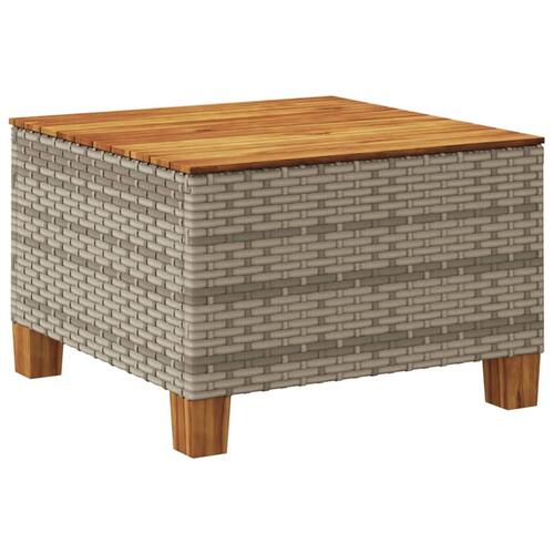 Havebord 55x55x36 cm polyrattan og akacietræ grå