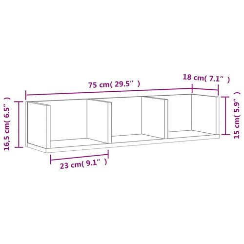 Vægskab 75x18x16,5 cm konstrueret træ hvid