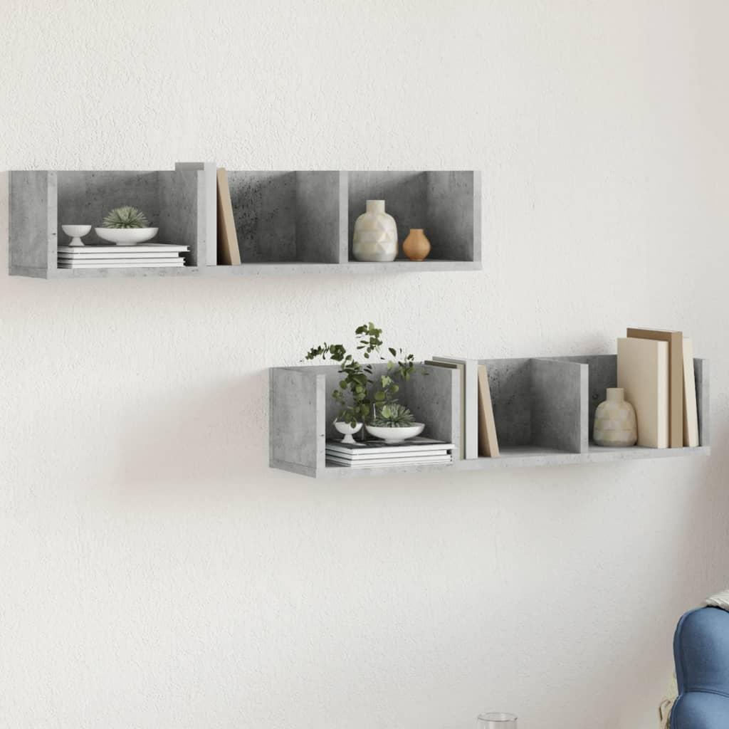 Vægskabe 2 stk. 75x18x16,5 cm konstrueret træ betongrå