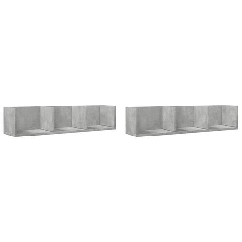 Vægskabe 2 stk. 75x18x16,5 cm konstrueret træ betongrå