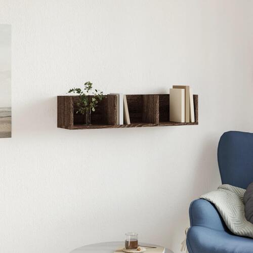 Vægskab 75x18x16,5 cm konstrueret træ brun egetræsfarve