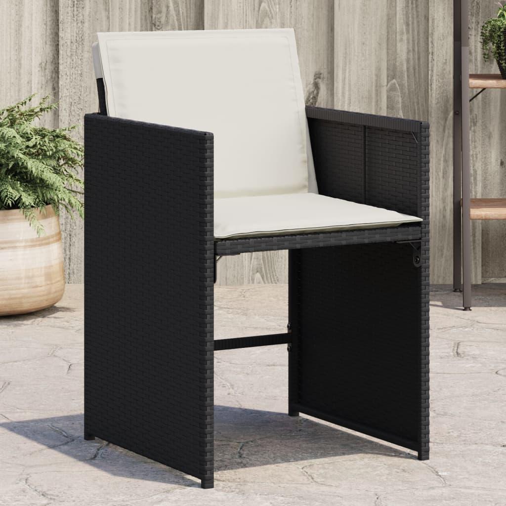 Havestole med hynder - 4 stk. i sort polyrattan billede