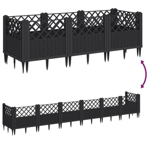 Plantekasse med spyd 123,5 x 43,5 x 43,5 cm - sort