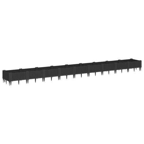 Plantekasse med spyd 362,5x42,5x28,5 cm PP sort