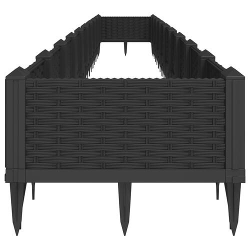 Plantekasse med spyd 362,5x42,5x28,5 cm PP sort