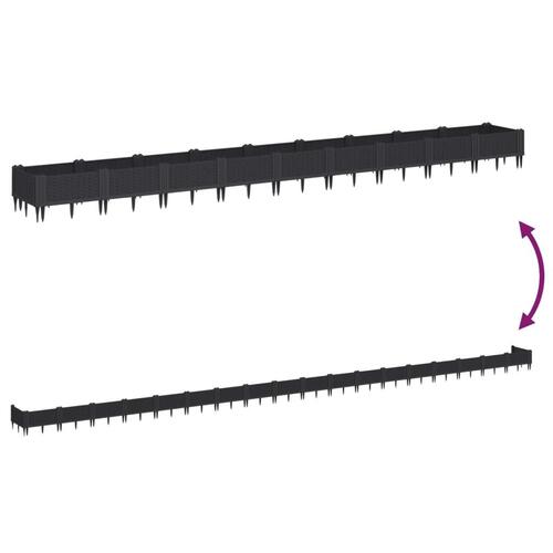Plantekasse med spyd 362,5x42,5x28,5 cm PP sort