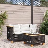 Hjørnemoduler til havesofa 2 stk. med hynder polyrattan sort