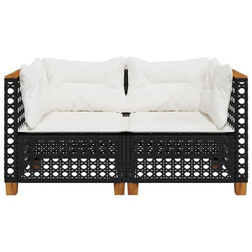 Hjørnemoduler til havesofa 2 stk. med hynder polyrattan sort